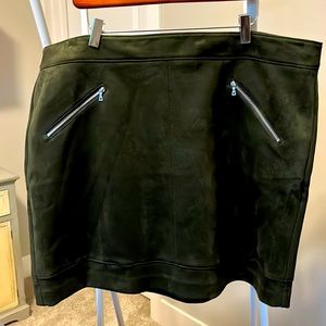 Suede cloth never worn above knee skirt, deep forest green.